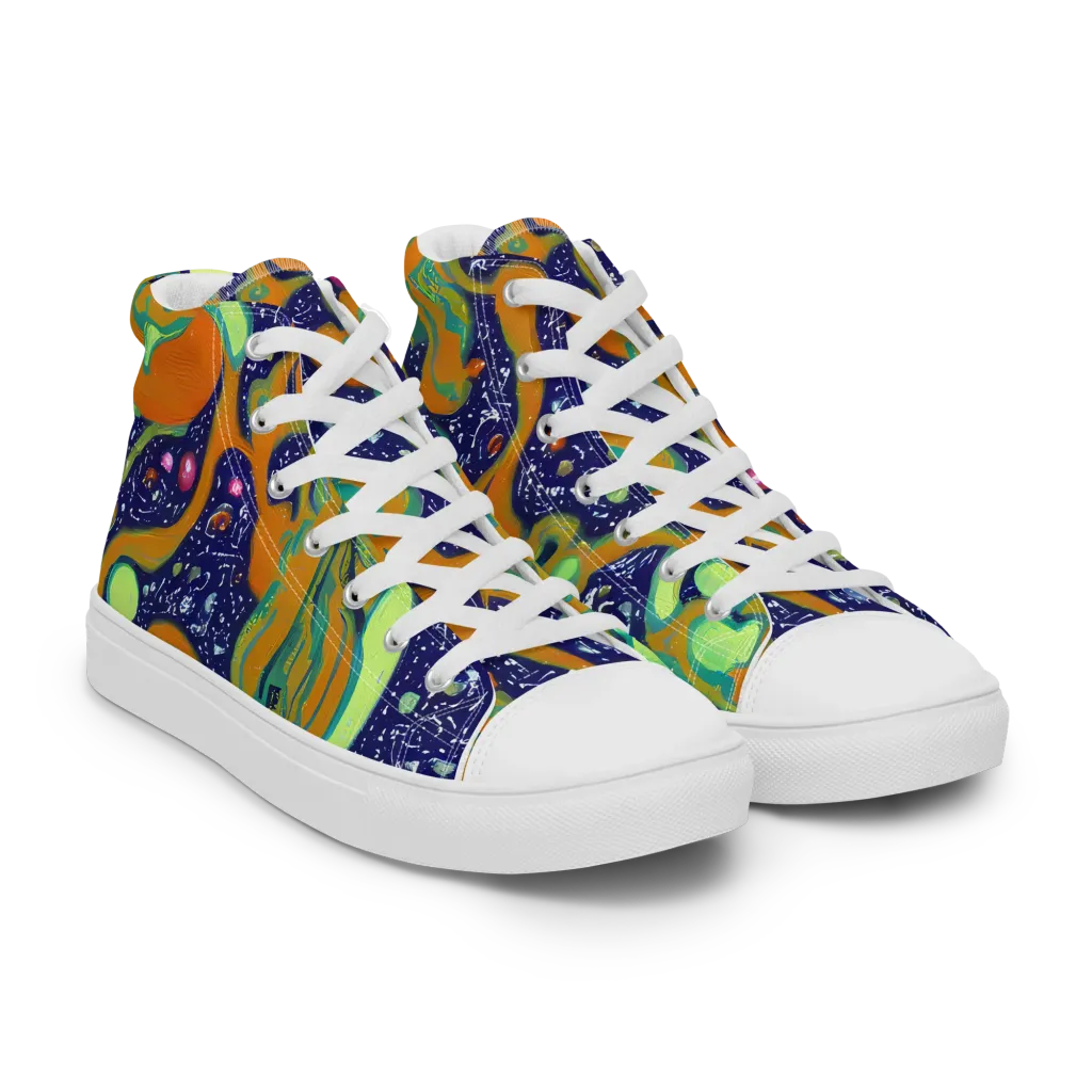 Orbiting Citrus on Women's High Top Canvas Shoes — Right Front