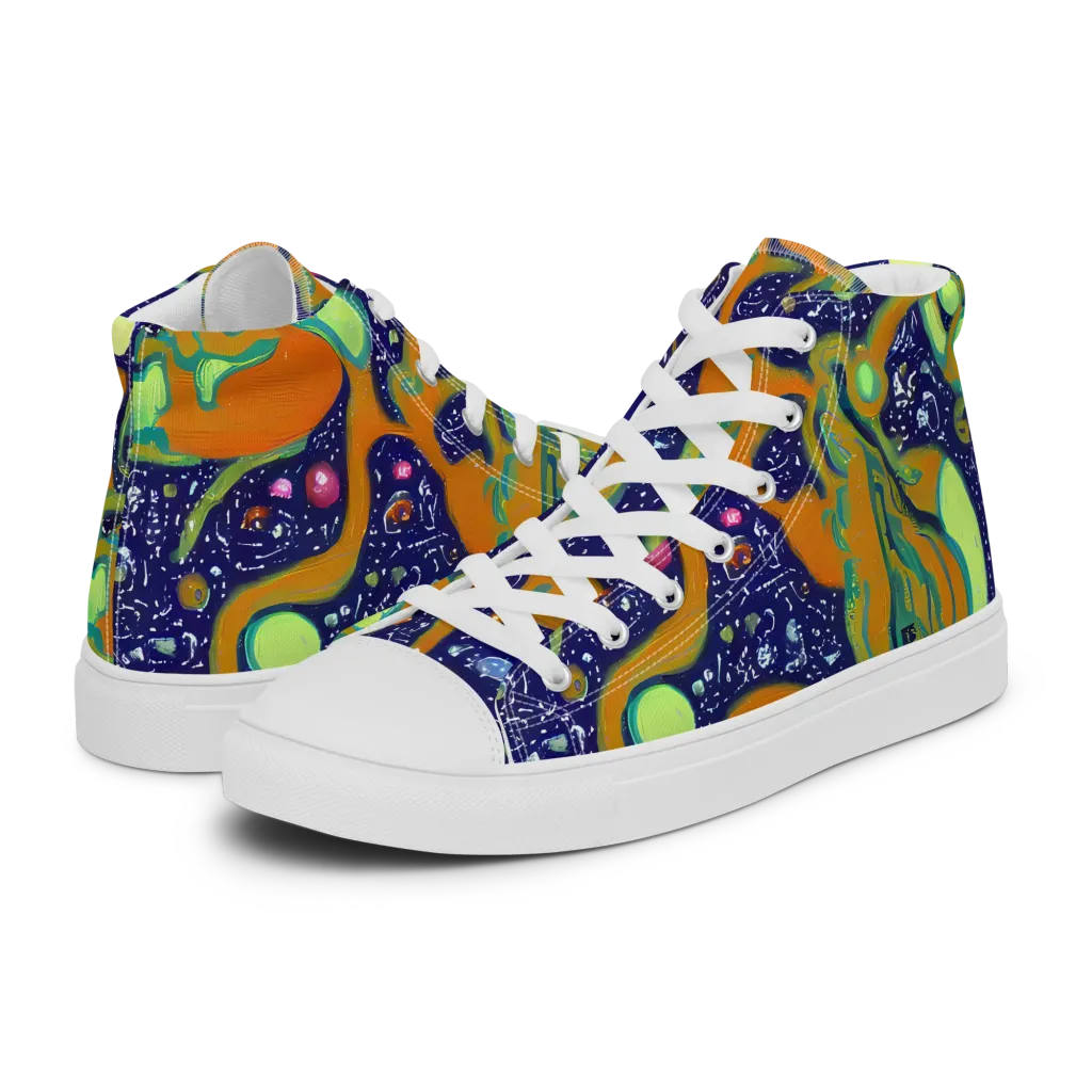Orbiting Citrus on Women's High Top Canvas Shoes — Left