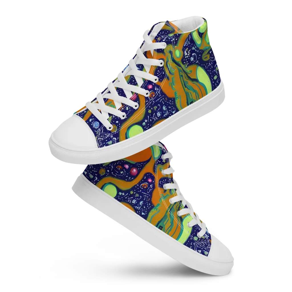 Orbiting Citrus on Women's High Top Canvas Shoes — Front
