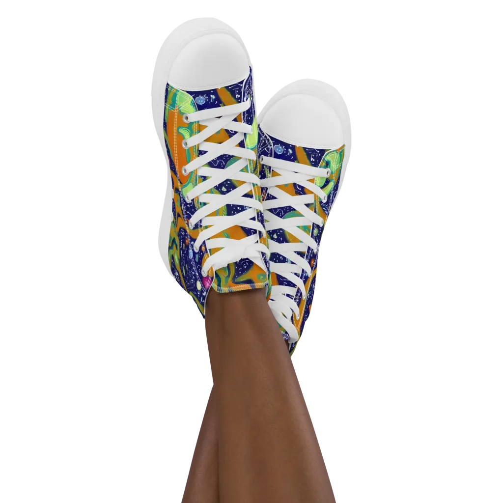 Orbiting Citrus on Women's High Top Canvas Shoes — Front