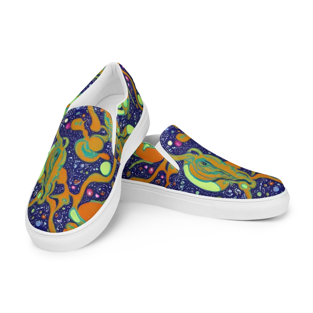 Orbiting Citrus on Men's Slip-On Canvas Shoes — Left Front