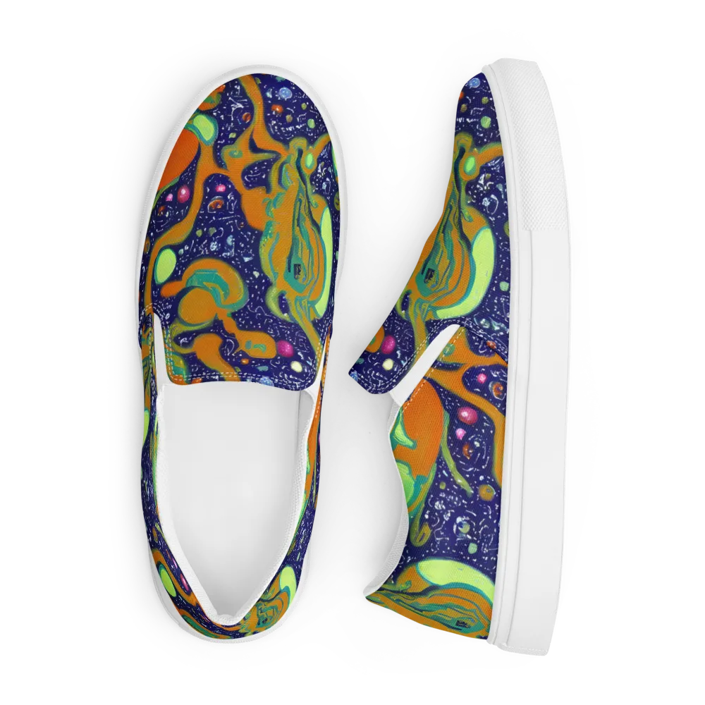 Orbiting Citrus on Men's Slip-On Canvas Shoes — Front