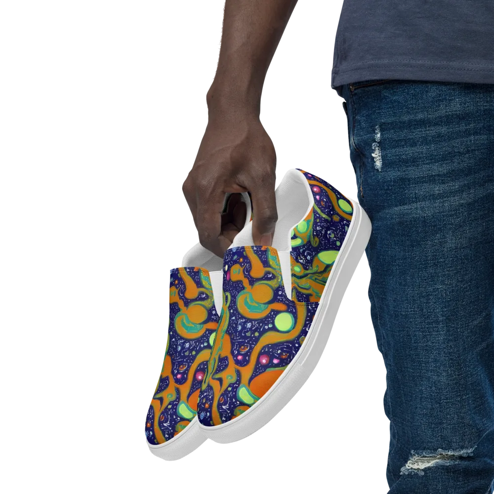 Orbiting Citrus on Men's Slip-On Canvas Shoes — Left Front