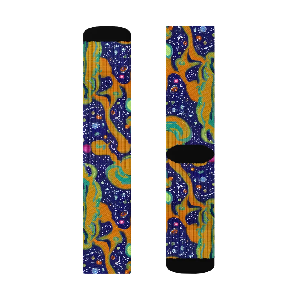 Orbiting Citrus on Socks — Left Sock