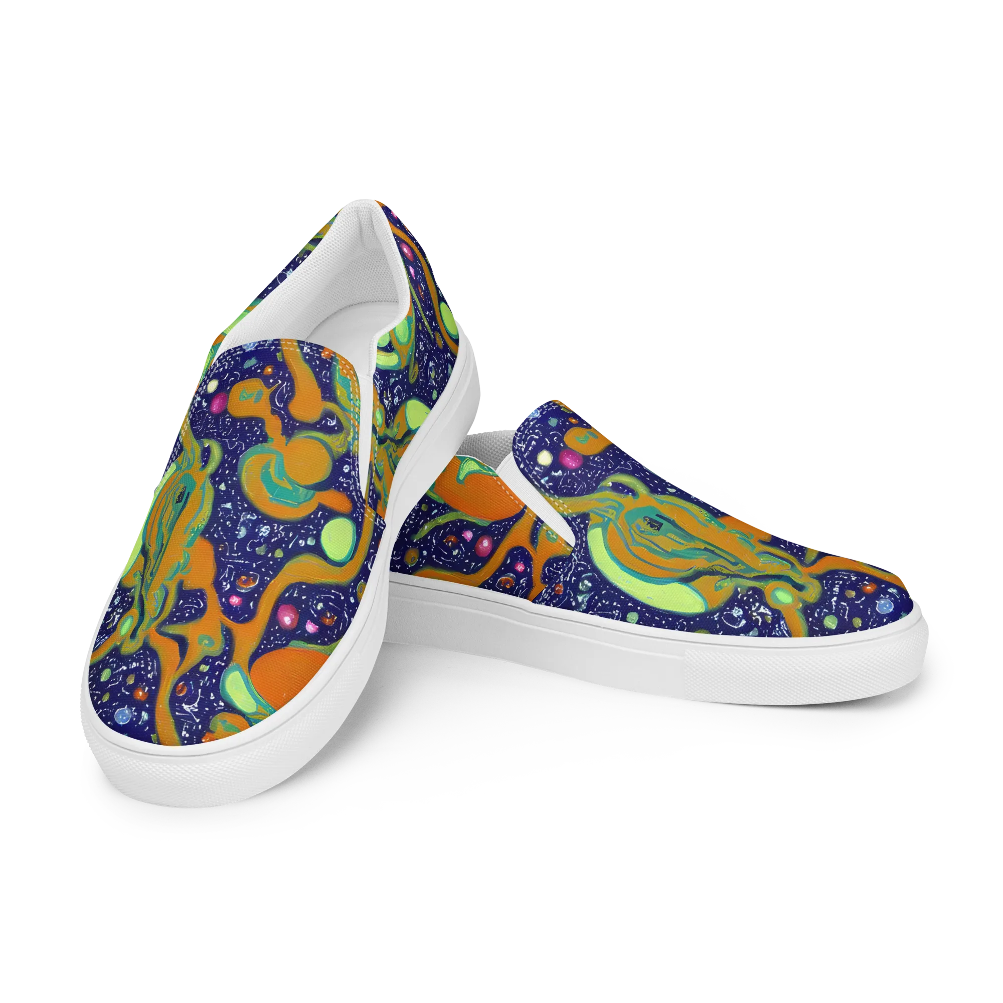 Orbiting Citrus on Women's Slip-On Canvas Shoes — Left Front