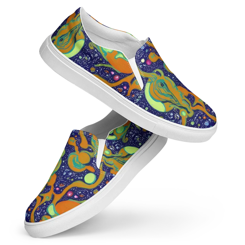 Orbiting Citrus on Women's Slip-On Canvas Shoes — Front