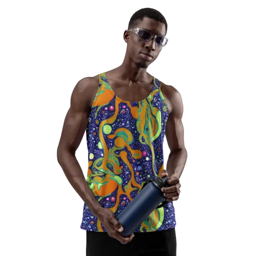 Orbiting Citrus on a Men's Tank Top