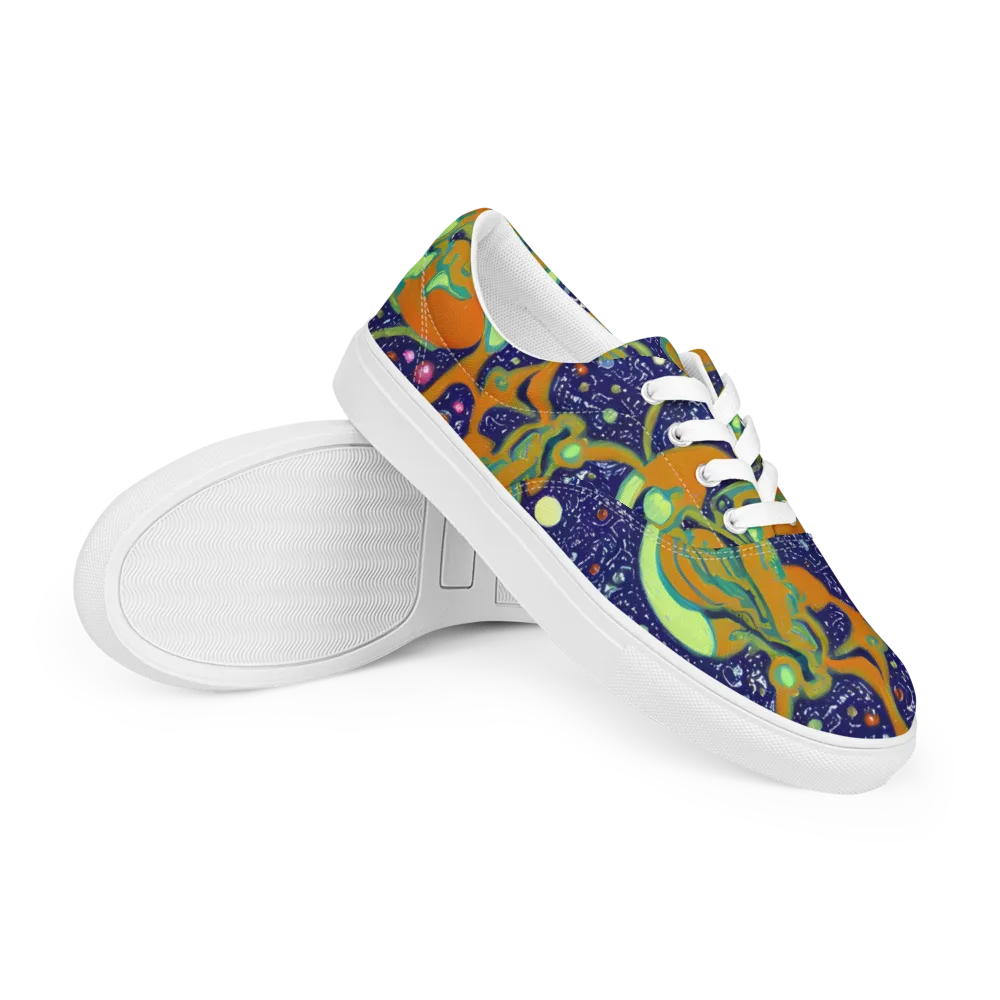 Orbiting Citrus on Men's Lace-Up Canvas Shoes — Right Front
