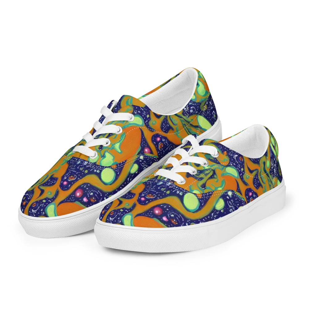 Orbiting Citrus on Men's Lace-Up Canvas Shoes — Left Front