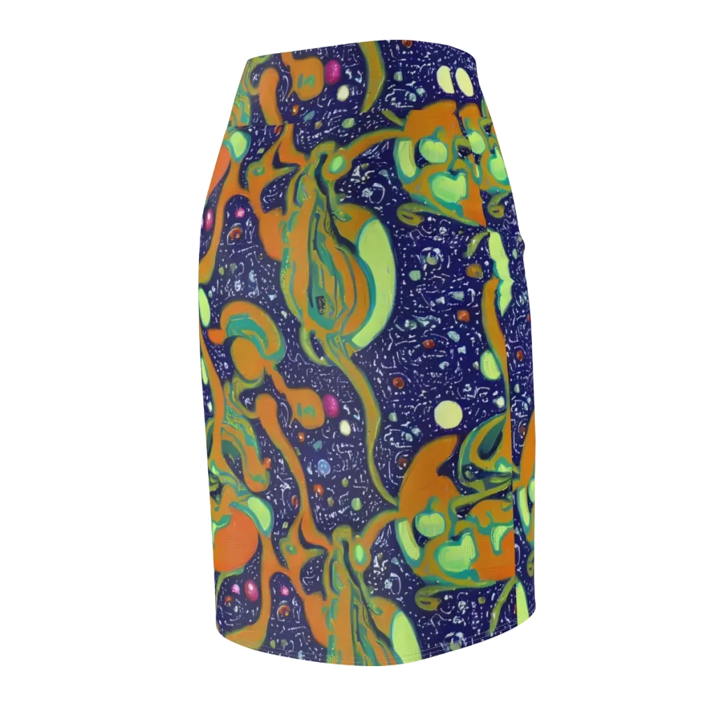 Orbiting Citrus on Pencil Skirt — Back Side