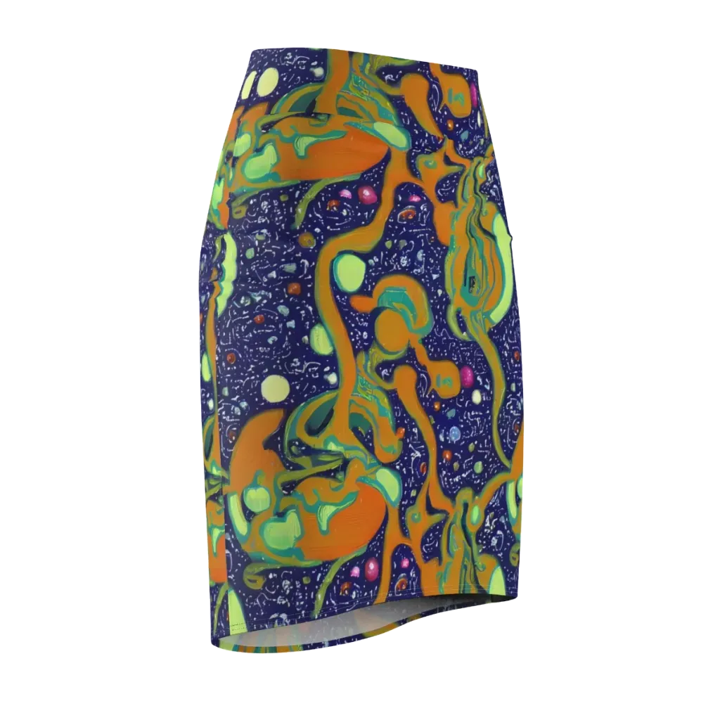 Orbiting Citrus on Pencil Skirt — Front Side