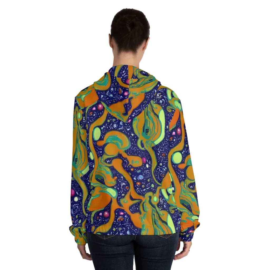 Orbiting Citrus on Women's Full-Zip Hoodie — Back On Person