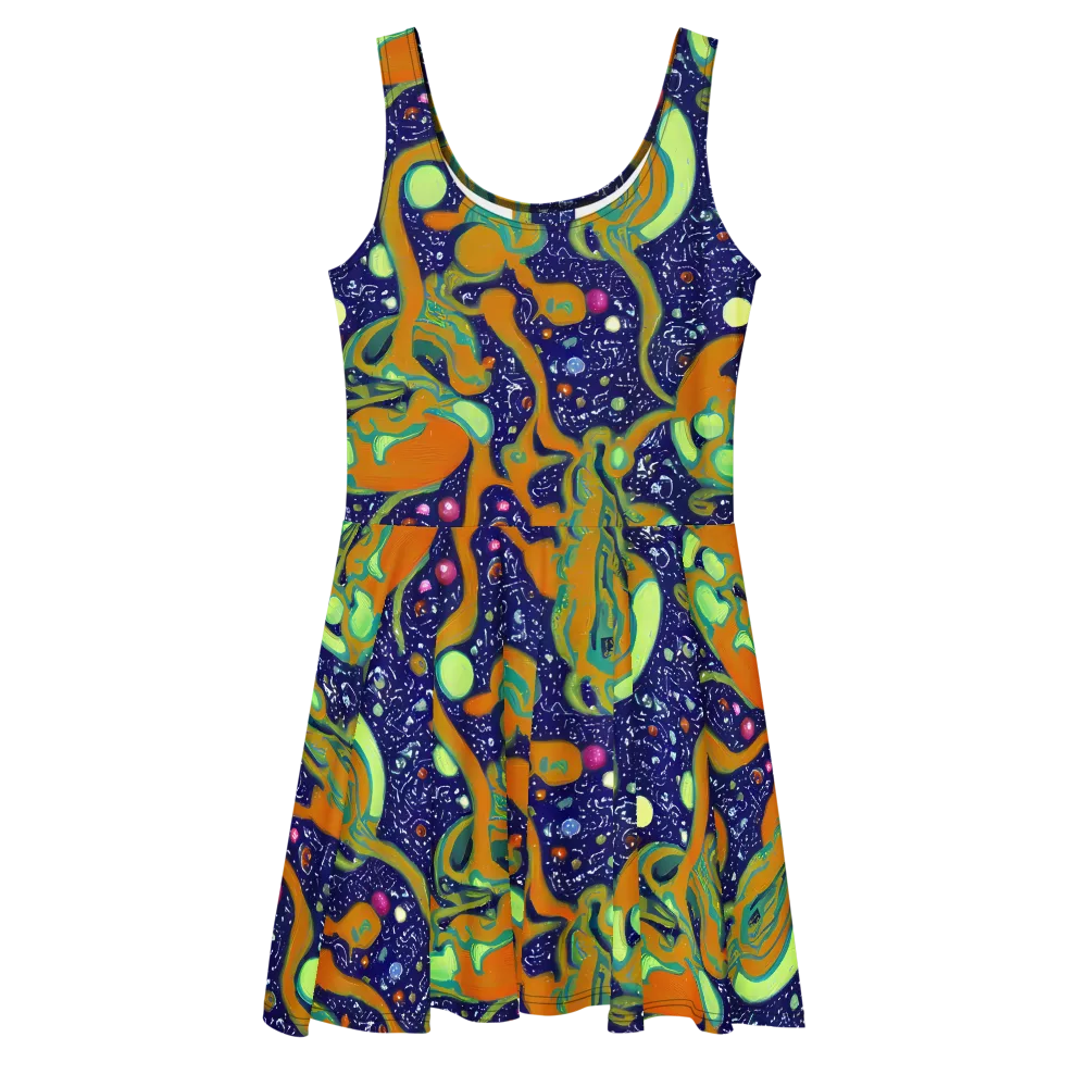 Orbiting Citrus on Skater Dress — Front