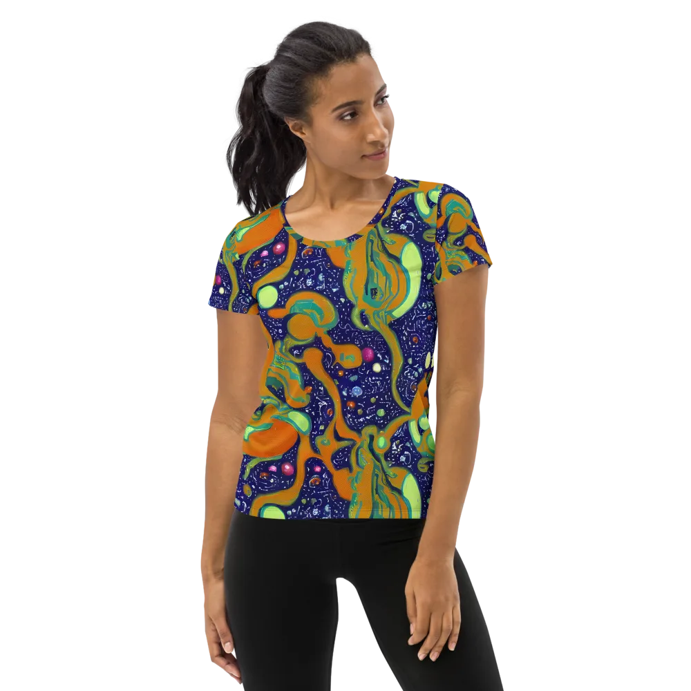 Orbiting Citrus on Women's Athletic T-Shirt — Front