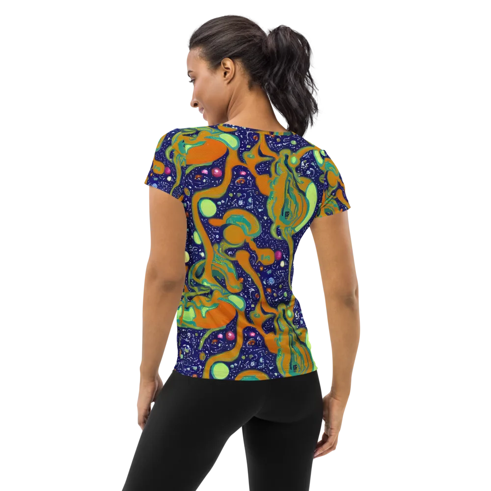 Orbiting Citrus on Women's Athletic T-Shirt — Back