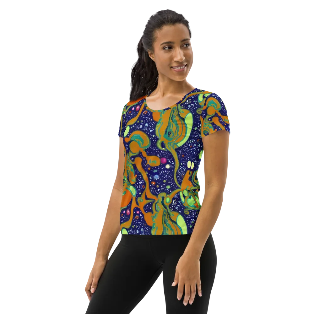 Orbiting Citrus on Women's Athletic T-Shirt — Left