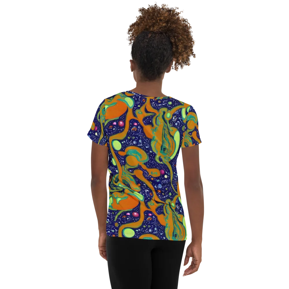 Orbiting Citrus on Women's Athletic T-Shirt — Back