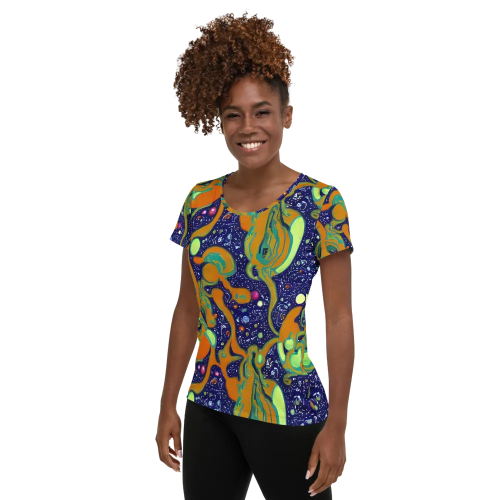 Orbiting Citrus on Women's Athletic T-Shirt — Left