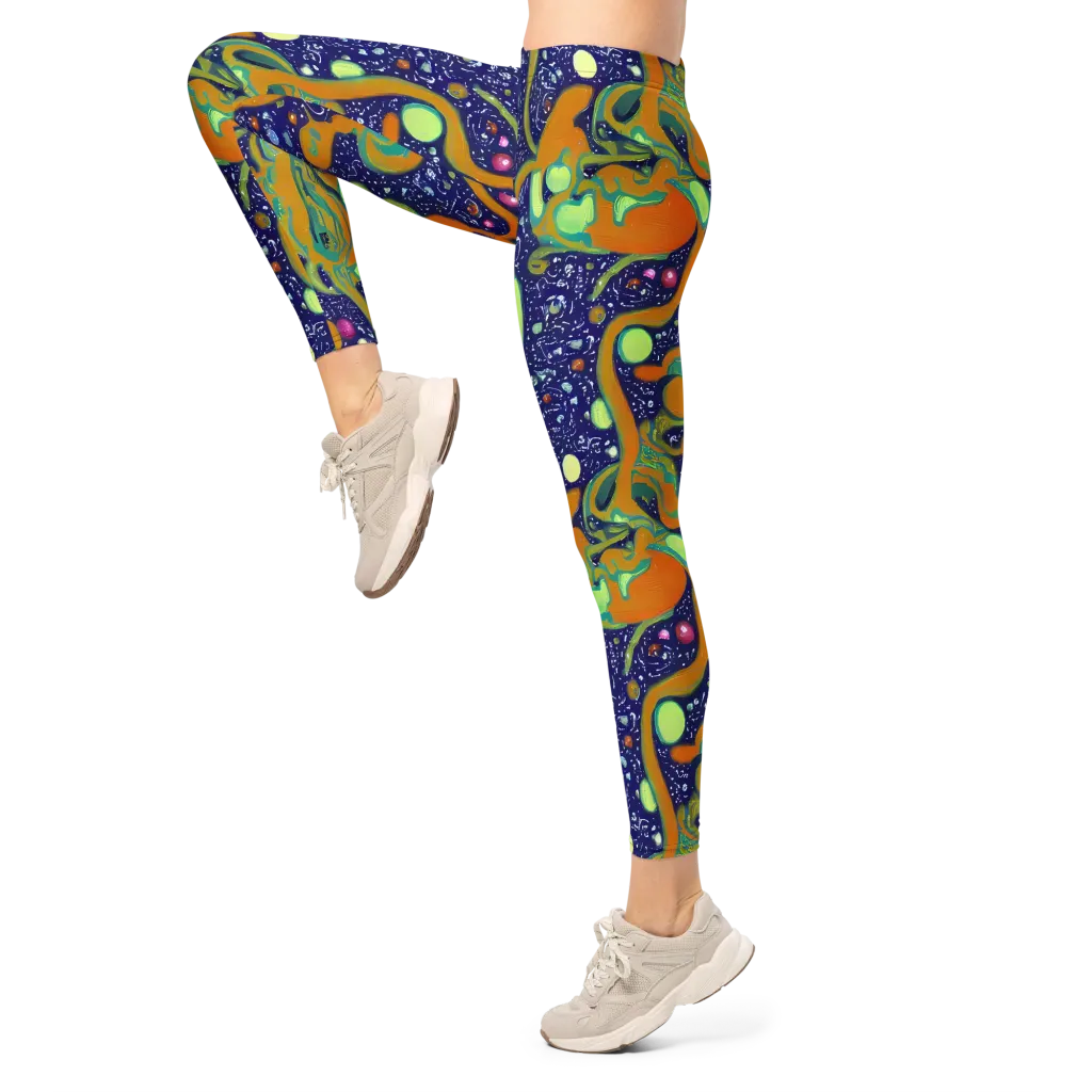 Orbiting Citrus on Leggings — Left