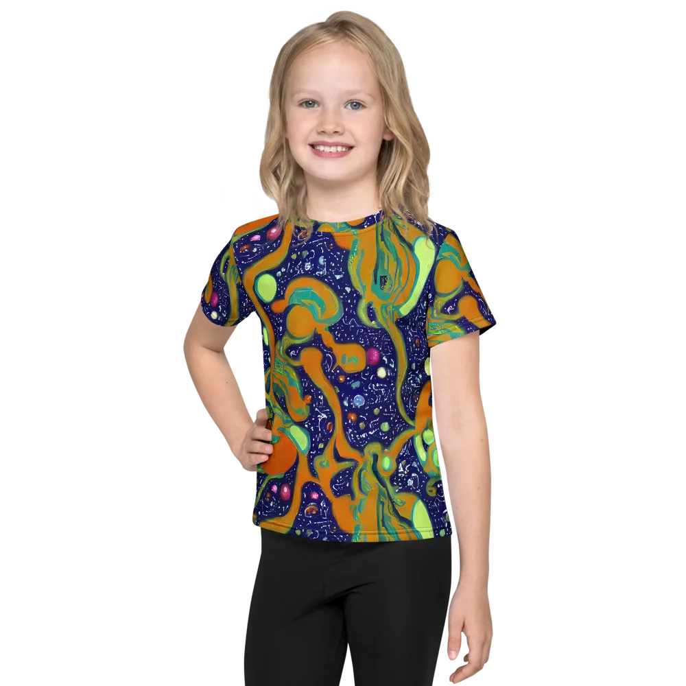 Orbiting Citrus on Kids Crew Neck T-Shirt — Front