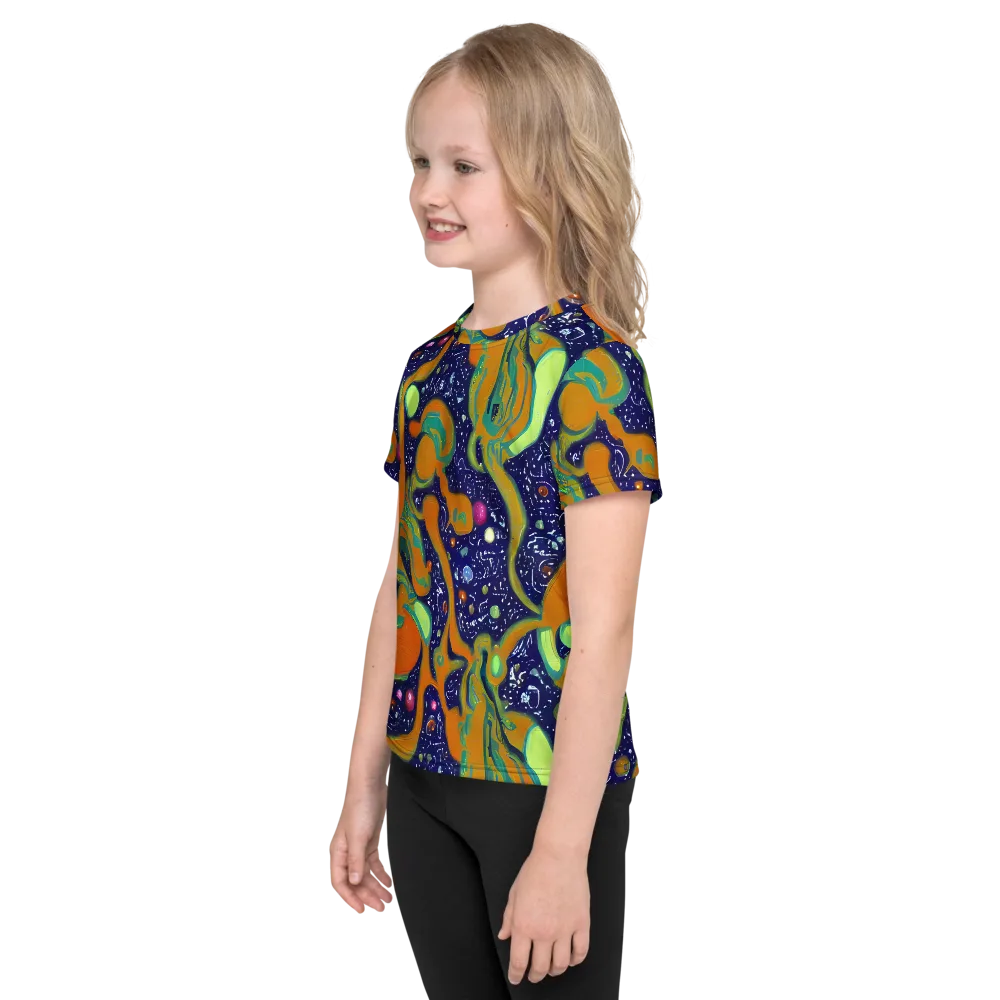 Orbiting Citrus on Kids Crew Neck T-Shirt — Left