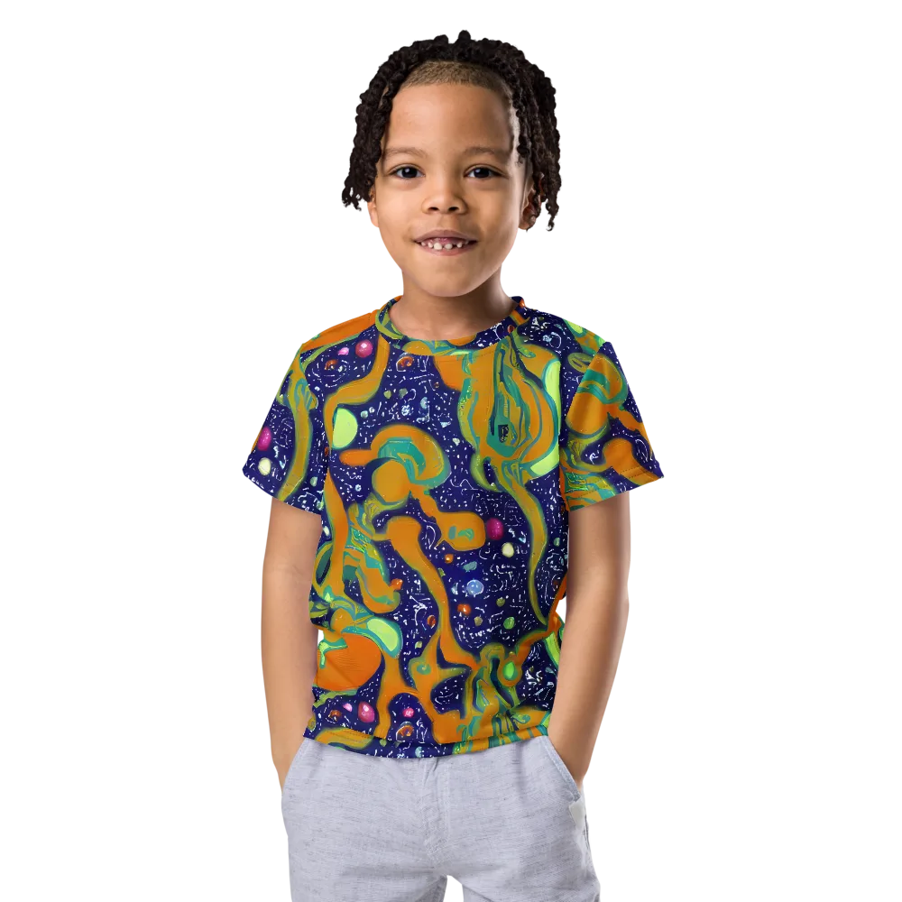 Orbiting Citrus on Kids Crew Neck T-Shirt — Front