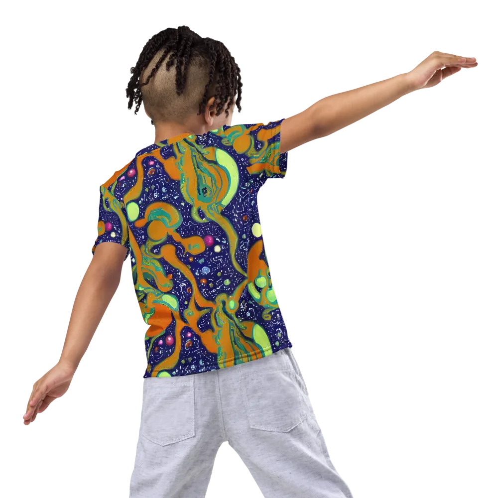 Orbiting Citrus on Kids Crew Neck T-Shirt — Back
