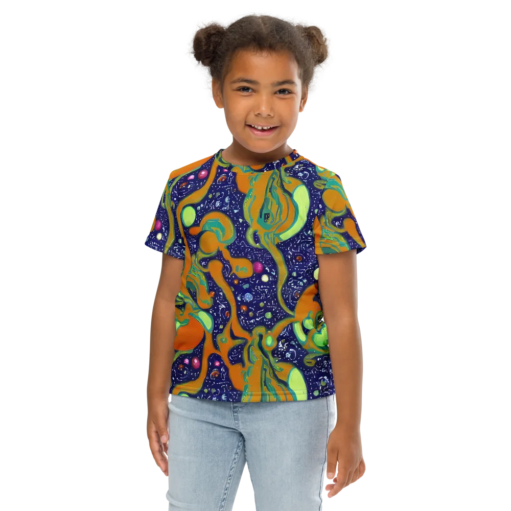 Orbiting Citrus on Kids Crew Neck T-Shirt — Front
