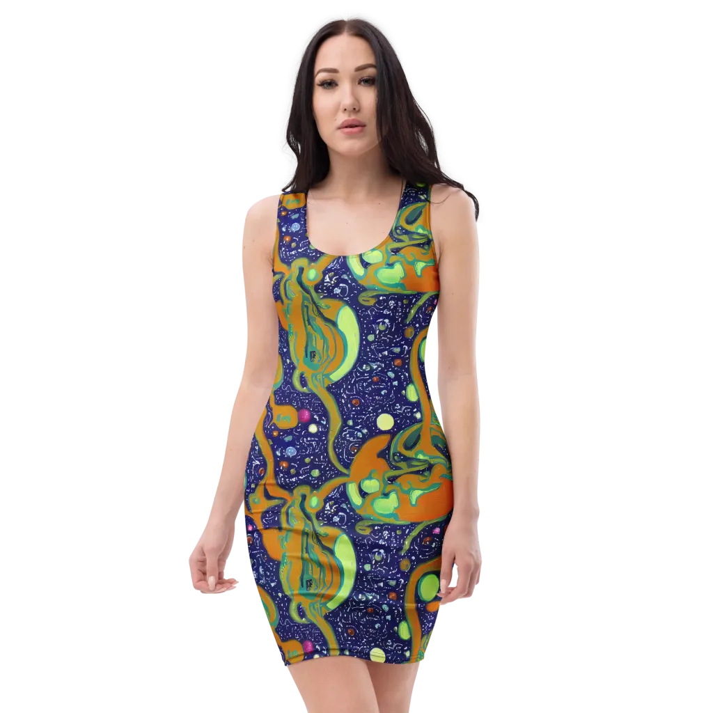 Orbiting Citrus on Bodycon Dress — Front