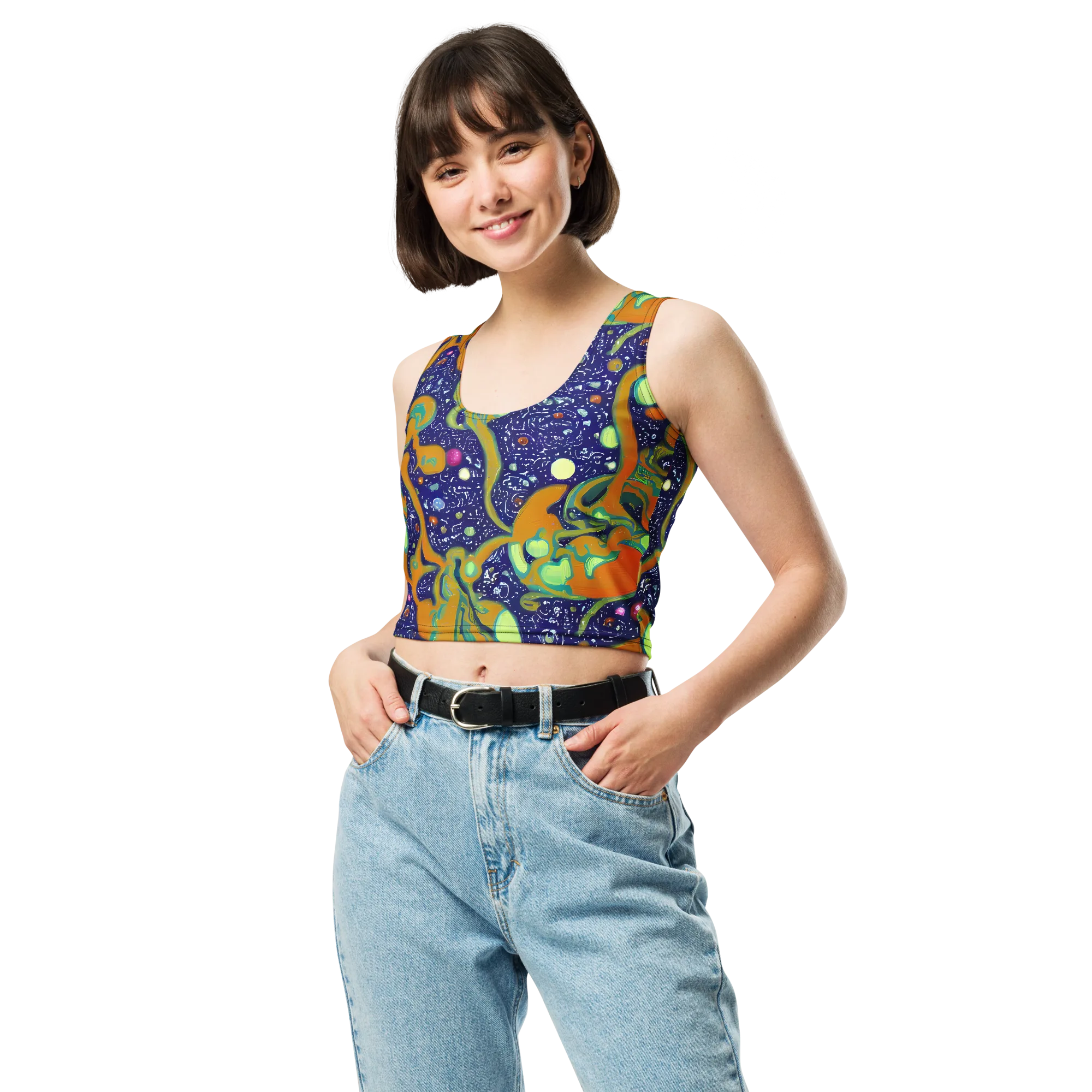 Orbiting Citrus on Crop Top — Front