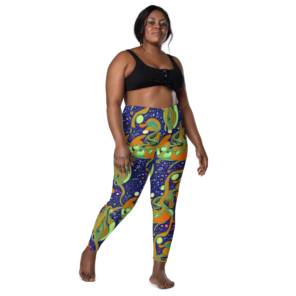 Orbiting Citrus on Leggings with Pockets — Front
