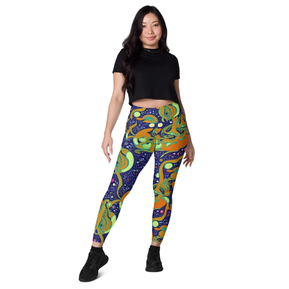 Orbiting Citrus on Leggings with Pockets — Front