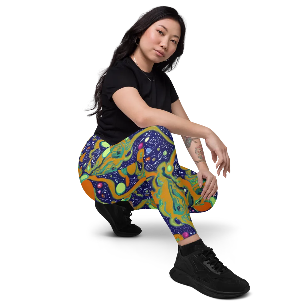 Orbiting Citrus on Leggings with Pockets — Right Front