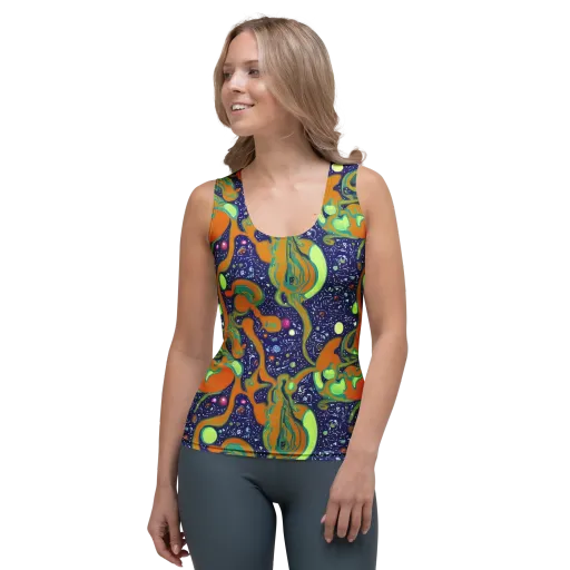Orbiting Citrus on a Women's Tank Top
