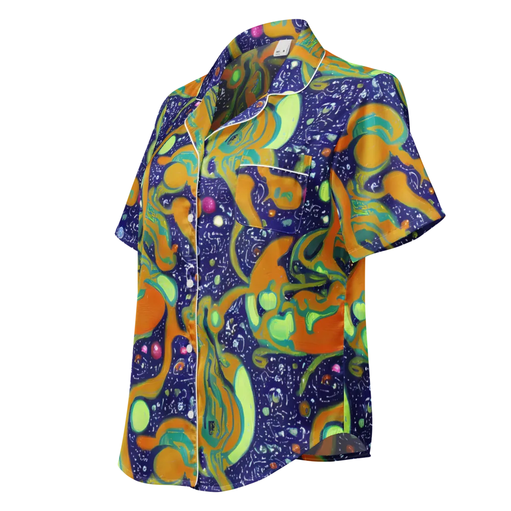 Orbiting Citrus on Women's Short Sleeve Pajama Top — Left Front