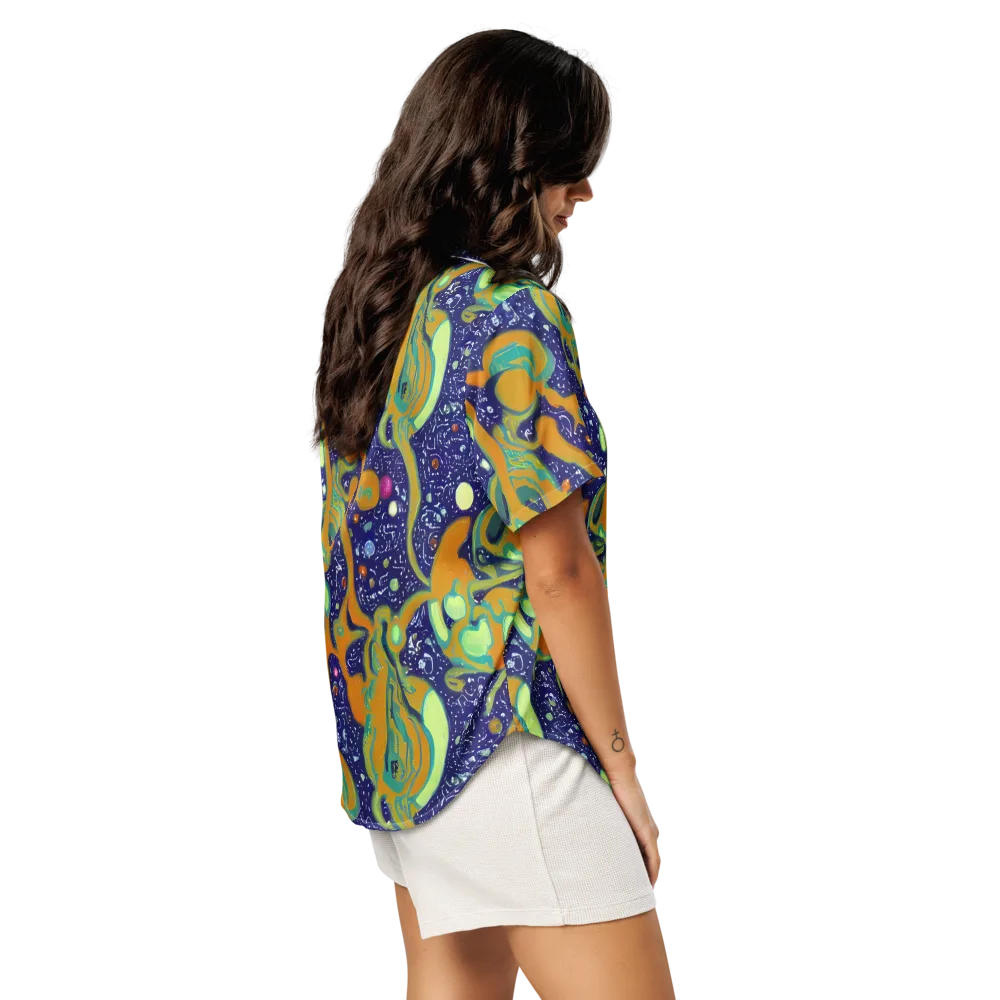 Orbiting Citrus on Women's Short Sleeve Pajama Top — Right Back