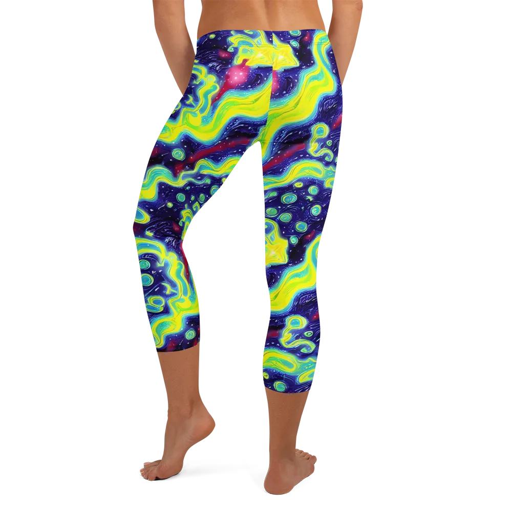 Acid Moonlight on Capri Leggings — Back