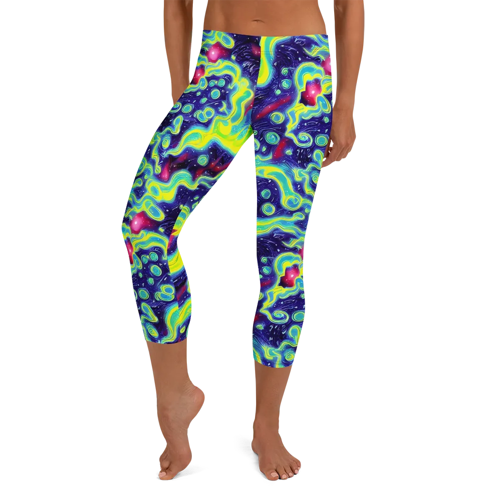 Acid Moonlight on Capri Leggings — Front