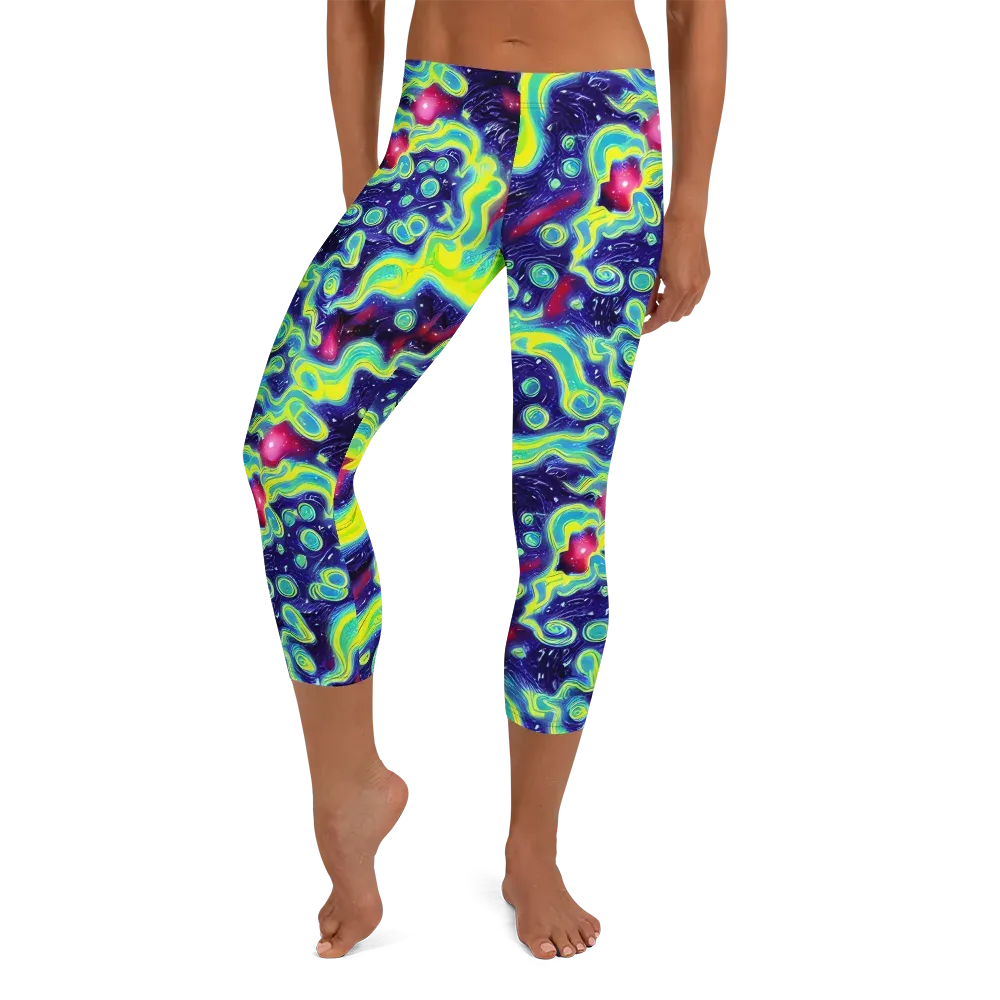 Acid Moonlight on Capri Leggings — Front