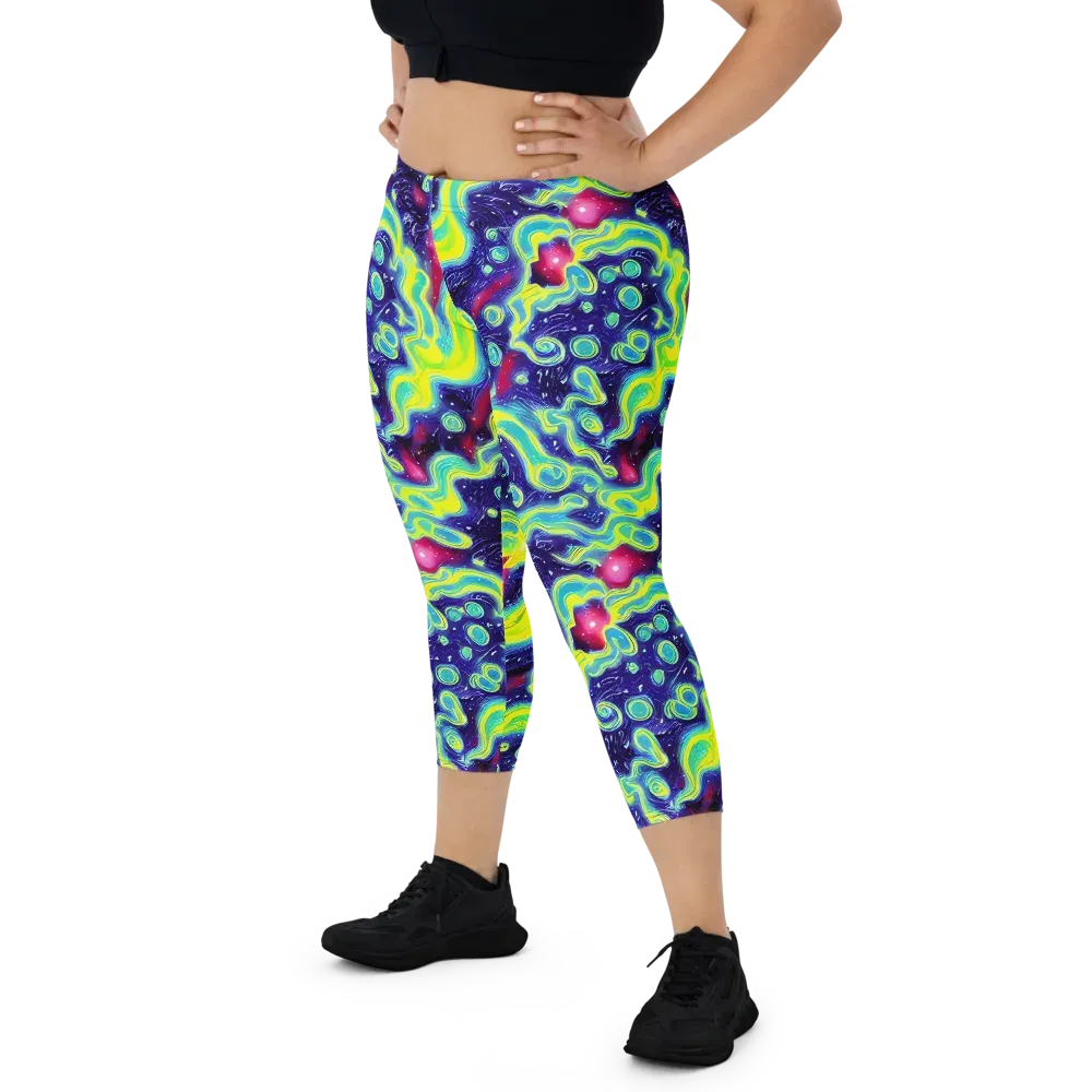 Acid Moonlight on Capri Leggings — Front