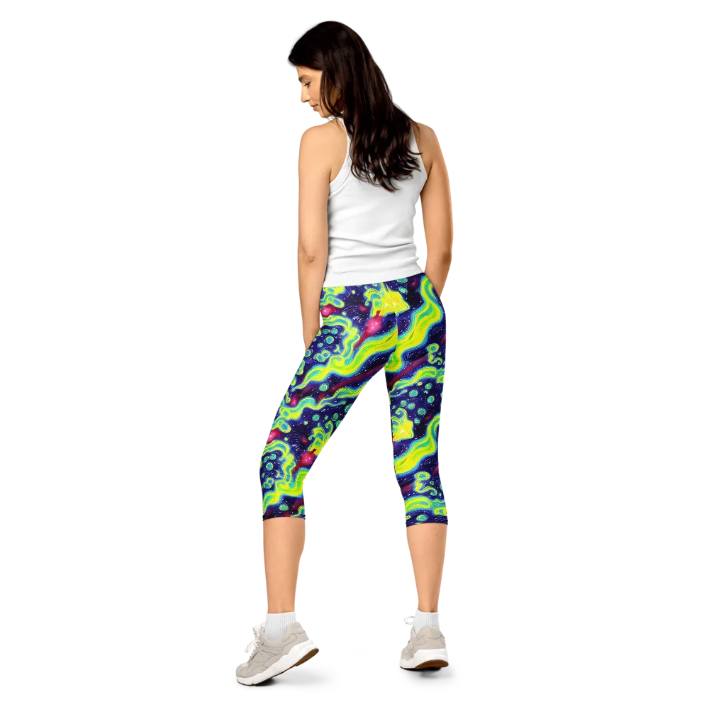 Acid Moonlight on Capri Leggings — Back