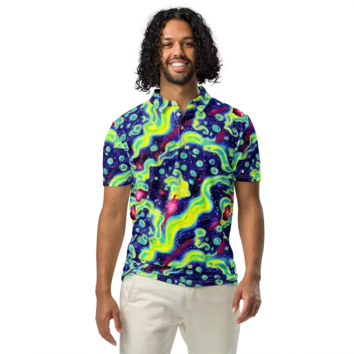 Acid Moonlight on a Men's Slim Fit Polo Shirt