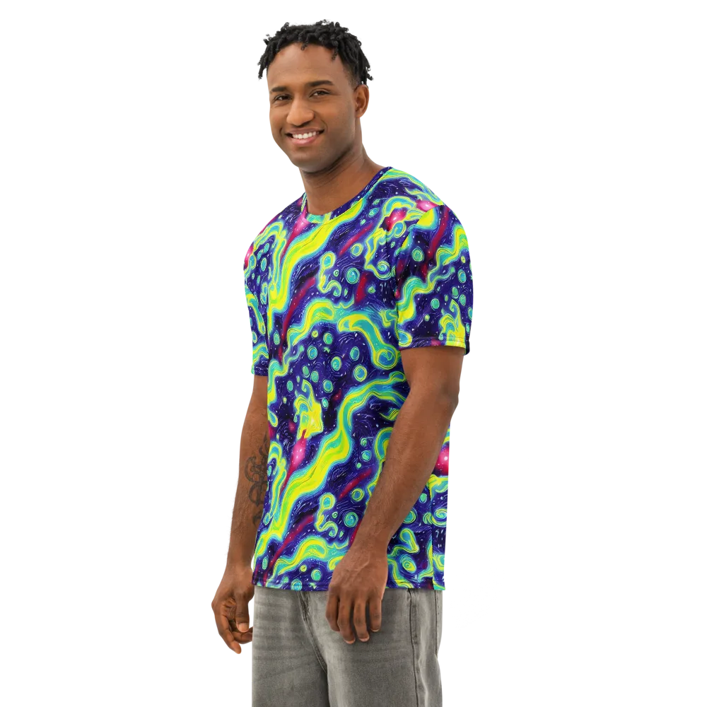 Acid Moonlight on Men's Cotton Crew Neck T-Shirt — Left Front