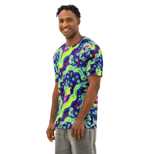 Acid Moonlight on a Men's Cotton Crew Neck T-Shirt