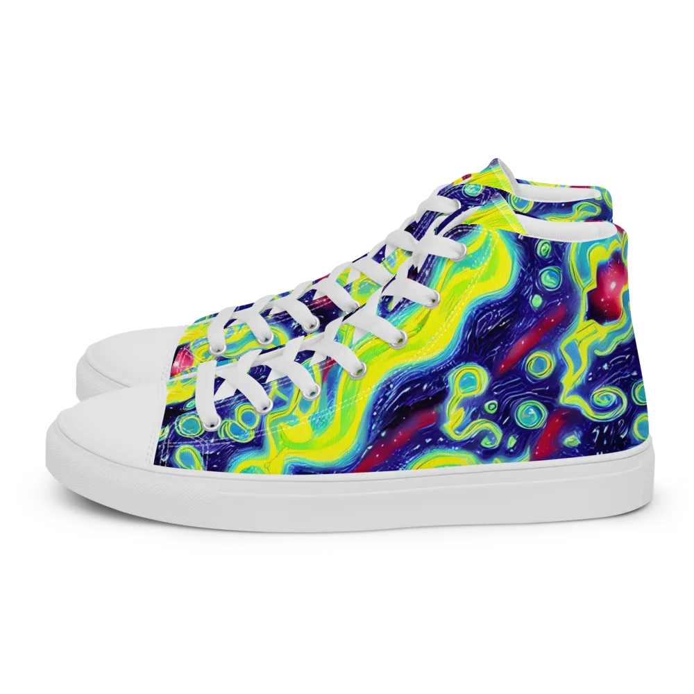 Acid Moonlight on Men's High Top Canvas Shoes — Left