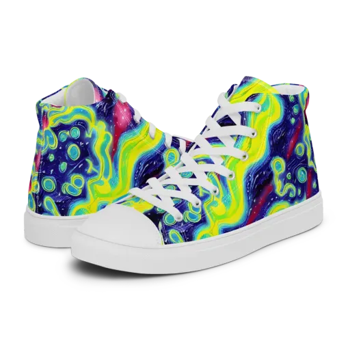 Acid Moonlight on a Men's High Top Canvas Shoes