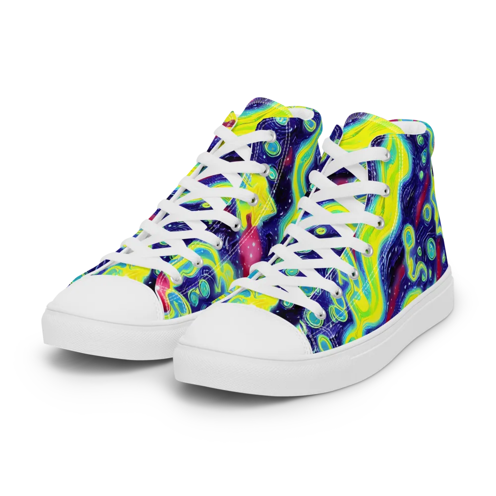 Acid Moonlight on Women's High Top Canvas Shoes — Left Front