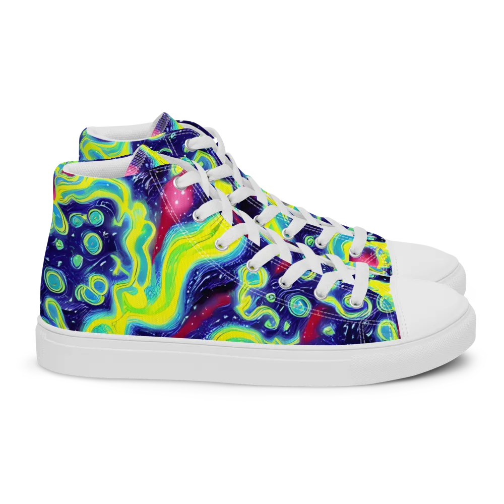 Acid Moonlight on Women's High Top Canvas Shoes — Right