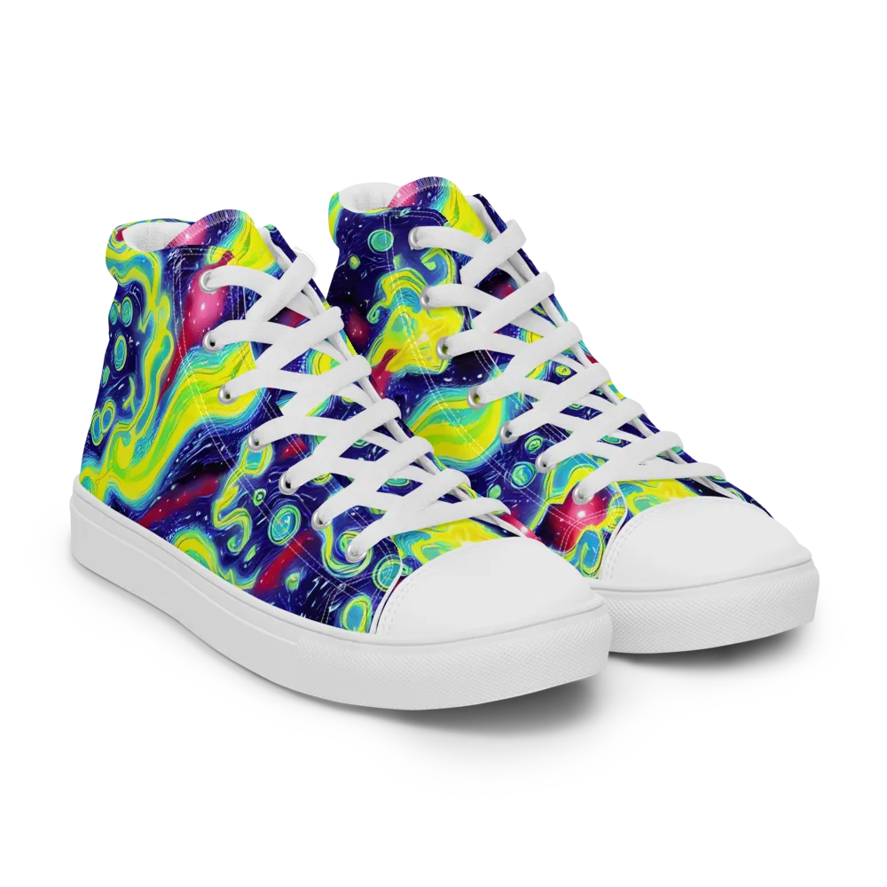 Acid Moonlight on Women's High Top Canvas Shoes — Right Front
