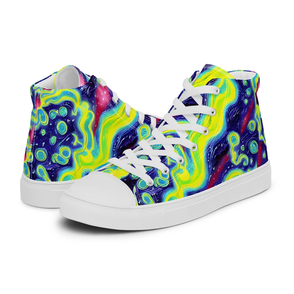 Acid Moonlight on Women's High Top Canvas Shoes — Left